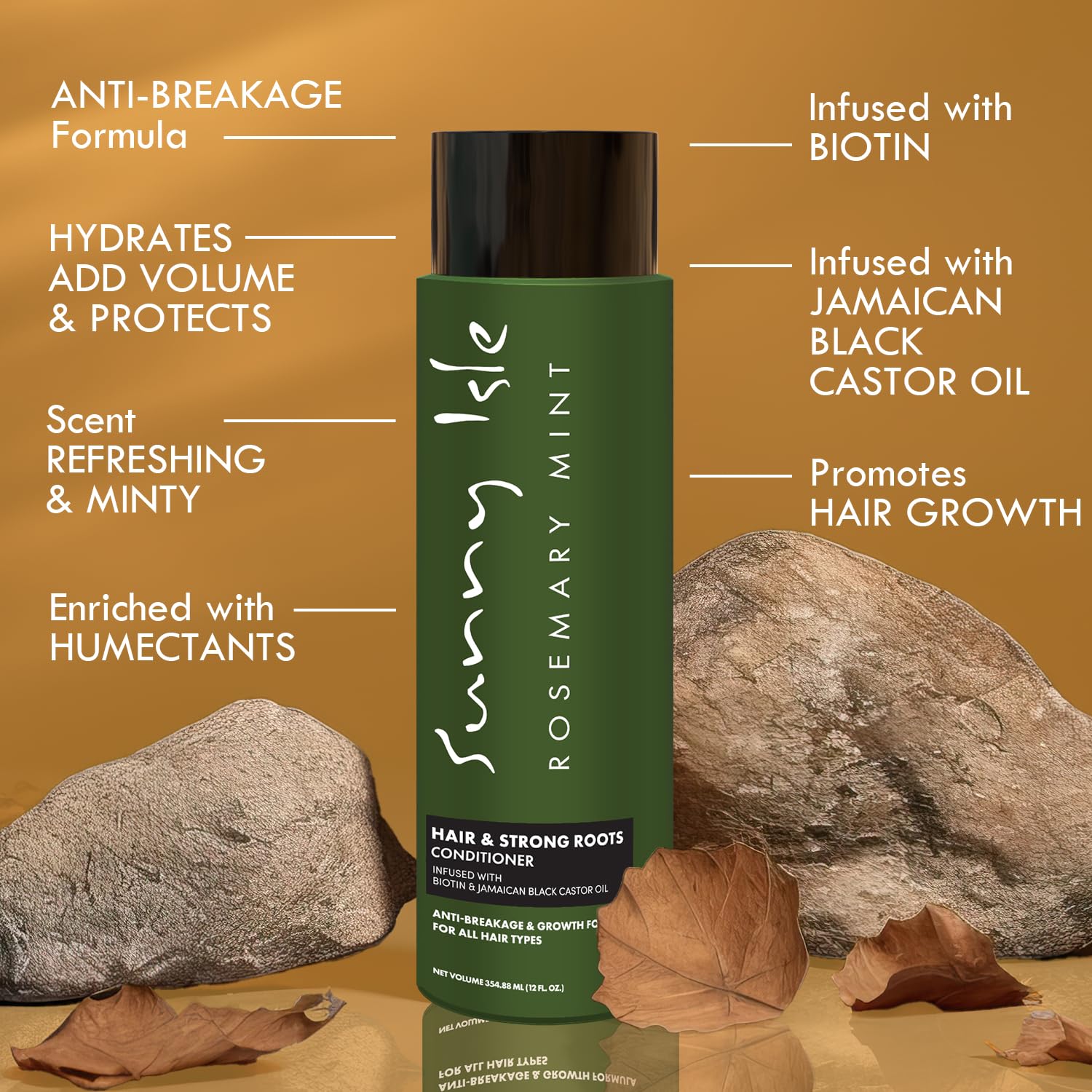 Sunny Isle Rosemary Mint Hair & Strong Roots Oil – 4oz – Jamaican Black Castor Oil Infused – For All Hair Types
